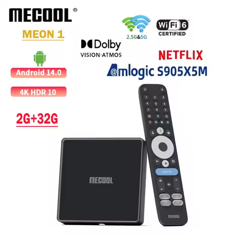 Amlogic S905X5M 2G+32G MECOOL MEON1 Google TV 14 Android TV BOX Netfl1x Certified 2.4G&5G WIFI6 MEON