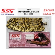 SSS MOTORCYCLE CHAIN GS415HSB RANTAI 415 GOLD RANTAI 415 EMAS RACING CHAIN PINK BOX [415X122/132]