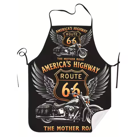 1pc Double-sided Printing Route 66 Unisex Apron Kitchen Barber Apron