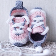 DIY 數字鉤針 PDF 圖案運動鞋短靴 適合 3-6 個月嬰兒