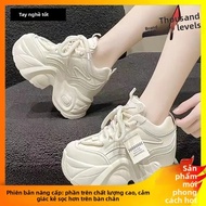 Nữ Thể Thao Bố Giày Thường Ngày Mùa Hè Giày Cao Gót Đáy Dày 9Cm Đa Năng Giày Buộc Dây Lưới Lót PU Tr