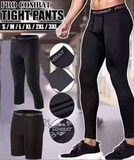 (S - 3XL) PRO COMBAT Tight Pants Men leggings Gym Hiking Running Football Quick-Drying Sport Pants S