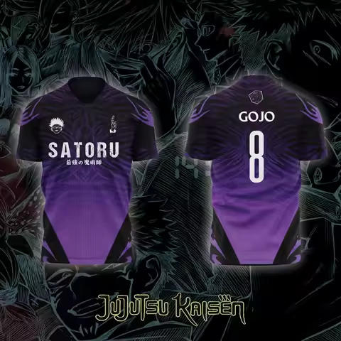 2026 Bandai Jujutsu Kaisen Anime SATORU GOJO NO.8 3D Print Football Jersey for Men's Tshirt Summer S