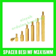 IRON SPACER 3MM HIGH 15MM BRASS MALE FEMALE SPACER LENGTH 1.5 CM
