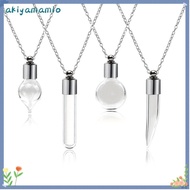 AKIYAMAMIO Glass Bottle Necklace, Transparent Glass Fillable Wishing Bottle, DIY Ashes Holder Keepsa