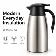 Vacuum Flask Coffee Carafe - Stainless Steel Thermal Pot for Hot Beverage 2 Liter