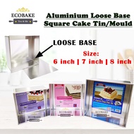 6/7/8 Inch Aluminium Deep Square Cake Tin Mould With Loose Base (Deep 85mm)