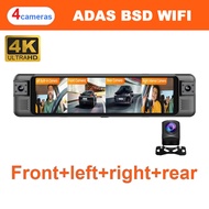 EKLEVA กล้องติดรถยนต์4CH 11นิ้ว4K + 1K + 1K + 1K WIFI กระจกมองหลัง DVR รถกล้องบันทึกวิดีโอ4ตัว ADAS