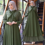 BAJU POPULER KIRANA SET MAXY DRESS SHAKILA MIX CERUTY BABY DOLL ZIPPER Gamis Kekinian 2023
