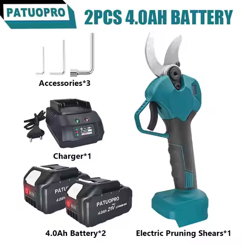 PATUOPRO 40mm Brushless Electric Pruning Shears Home Cordless Fruit Tree Bonsai Pruning Electric Sci