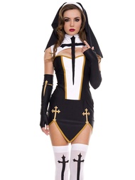 Music Legs Plus Size Bad Habit Nun Costume Black/White