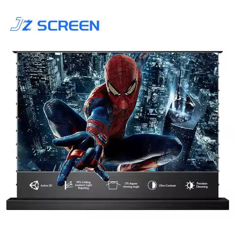 JZ SCREEN alr projector screen 72inch~120inch pet crystal Motorized Floor Rising Projector Screen la