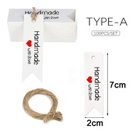 100Pcs Hang tag Handmade With ❤️ Love + Tali Rami Hemp Rope 20 Meter / Hangtag baju souvenir Tebal K