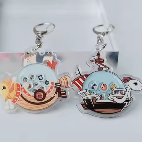 One Piece Anime Shaker Keychain Thousand Sunny Going Merry Acrylic Backpack Decoration Collectible B