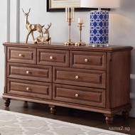 Solid Wood Chest of Drawers Chest of Drawers TV Locker Bedroom Storage Cabinet Solid Wood 7-Drawer C