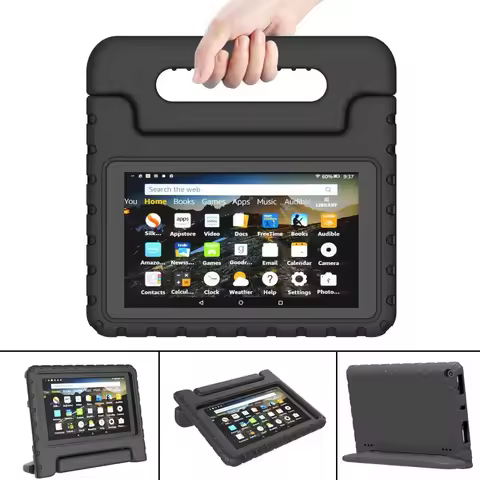 Tablet Stand Cover Children's EVA Protective Shell Case for Fire 7 2022/Fire HD 8 Plus/HD 8 2017 201
