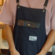 【梁絮皮藝】皮革圍裙/真皮/牛皮搭配牛仔布/黃銅五金