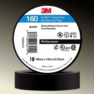 3M Temflex 160 Vinyl Electrical Tape 18mm x 10m Black Flame Retardant Insulation Tape