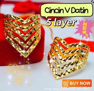 Wing Sing Cincin V Datin 5 Layer 5L Klcc Fesyen Tulen Emas 916 / 916 Gold Fashion Ring