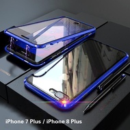 Đối với Apple iPhone 7 Plus / iPhone 8 Plus Vỏ từ tính 360 Mặt trước + Mặt sau Vỏ kính cường lực 9H