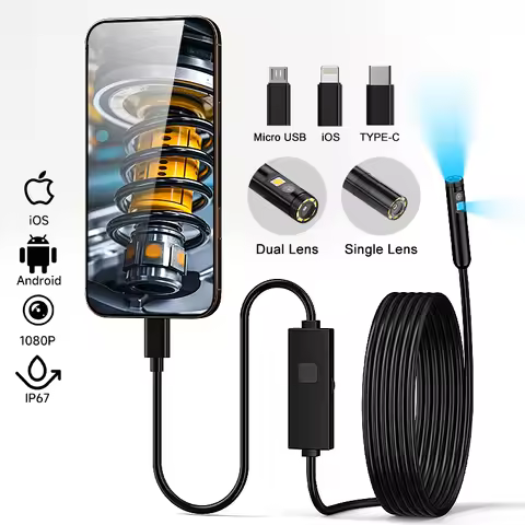 3 in 1 Phone Direct Endoscope Single Dual 1080P Camera for iPhone/Type-C/Android IP67 Waterproof Bor