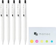 Zebra Sarasa R 0.5mm, Retractable Gel Ink Pen, Black Ink 5 set (JJ29-R1-BK2) &"monoc" Sticky Note(Ja