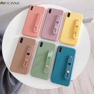 OPPO R17 R15 R11 R11s R9 R9s Phone Case Candy Color Loving Love Heart Holder Stand Wrist Strap Cute Simple Matte Soft TPU Casing Cases Case Cover