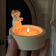 Valentine's Day Cute Cat Candle Holder Warming Paws Candle Holder Cartoon Kitten Candle J6c5