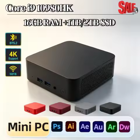 Intel i9 10980HK Mini Desktop Computer 16GB DDR4 1TB 2TB M.2 NVMe SSD WiFi 6 BT5.2 Low Power PC Pro 
