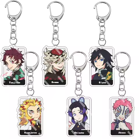 Anime 5cm Double-sided Print Tanjiro Douma Giyuu Kyojurou Shinobu Character Acrylic Keychain Pendant