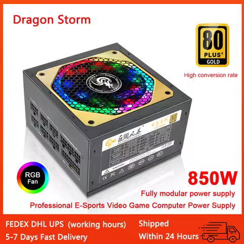 Full Modular ATX 850W 80Plus Gold 20+4Pin 12V Professional E-Sports Video Game Computer PSU For PC D
