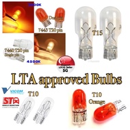 LTA APPROVED halogen bulbs 3000k 4300k, w5w, t10,t13, t15, t20, signal, taillight, reverse, side mar