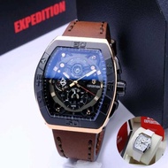 Expedition men and women watch e 6800 analog chronograph stainless steel leather & rubber original