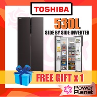 [FREE GIFT] Toshiba 530L Side-by-Side Inverter Fridge (SatinGrey) GR-RS600WI-PMY(37) GRRS600WIPMY37