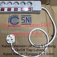 Uk Plug to EU Extension Cable 5 Holes + On Off Every Hole / 2x1.5mm