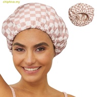 CHIPHIVE​ Waterproof Shower Cap, High-end Plaid Hair Care Caps, Creative Double-layer Elegant Reusab