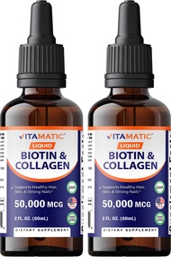 2 Packs Liquid Biotin & Collagen for Hair Growth - Women & Men – Supports Glowing Skin, Healthy Hair