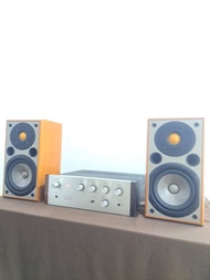 （巳售)收藏品：絕版日本製Vintage Pioneer SA-500 小型合併機（有Phono in可玩中古黑膠唱盤)連中古vintage 樱桃木色Yamaha N90小書架喇叭(有網)，全套好聲重