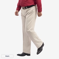 Quần âu nam trung niên ANCHI màu kem vải tăm ống suông công sở - B4QAACVT