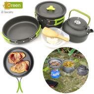 3Pcs Camping Teapot Pans Set Alumina Cooking Pots Bowls Set Portable Cooking Cookware Set Lightweigh