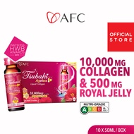 AFC Tsubaki Ageless Collagen Drink or Anti Aging Bright Glowing Radiant Hydrated Skin Fight Pigmentation &amp; Acne Scar - Best Absorption Marine Collagen Peptides + Royal Jelly • Peach Taste • Made in Japan • 50ml x 10