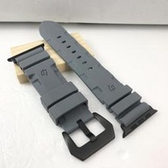 Apple Watch 沛納海 代用 閃電款 錶帶 灰色 厚感紮實 運動錶帶 橡膠錶帶 黑色 胖大海針釦 42 44
