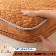 Super Thick Milk Velvet Mattress Cover All-inclusive Fluffy Quilted Fitted Bed Sheet Solid Color Mattress Protector cover