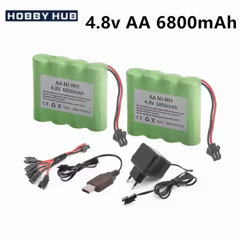 4.8v 6800mAh Nimh AA Battery pack with charger For Rc toys Cars Tanks Robots Gun parts 4.8V Recharge