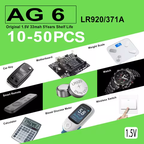 10-50PCS LR920 AG6 SR920SW LR69 371A 171 920 1.5V lithium manganese dioxide button battery, suitable