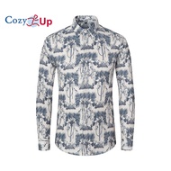 Ấm cúng lên Thương hiệu sang trọng cho nam in giả lụa nút bằng satin Đầm nhồi lông Áo sơ mi cho tiệc