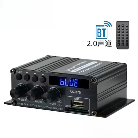 AK370 Bluetooth HIFI Power Amplifier Car Home 12V Power Amplifier Loudspeaker