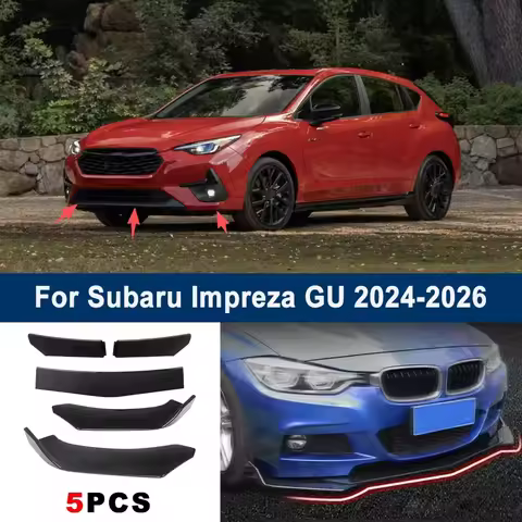 Adjustable 5Pcs Sectional Front Spoiler Lip For Subaru Impreza GU 2024-2026 Front Bumper Splitter Ca