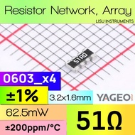 51R 0603x4 8P4R ±1% Array Resistor Network 51R 51R0 YAGEO YC164-FR-0751RL