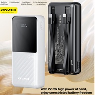 AWEI CCC With Cable QC Fast Charging Power Bank 10000mAh LED Display Powerbank 22.5W PD 20W 20000mAh